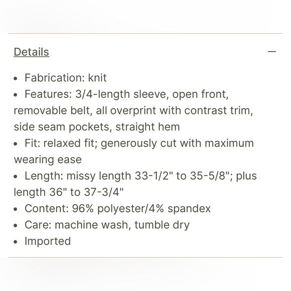 The Muses Closet Women’s Sweaterknit 3/4 Sleeve Cardigan Taupe NWOT Geometric - Picture 8 of 8